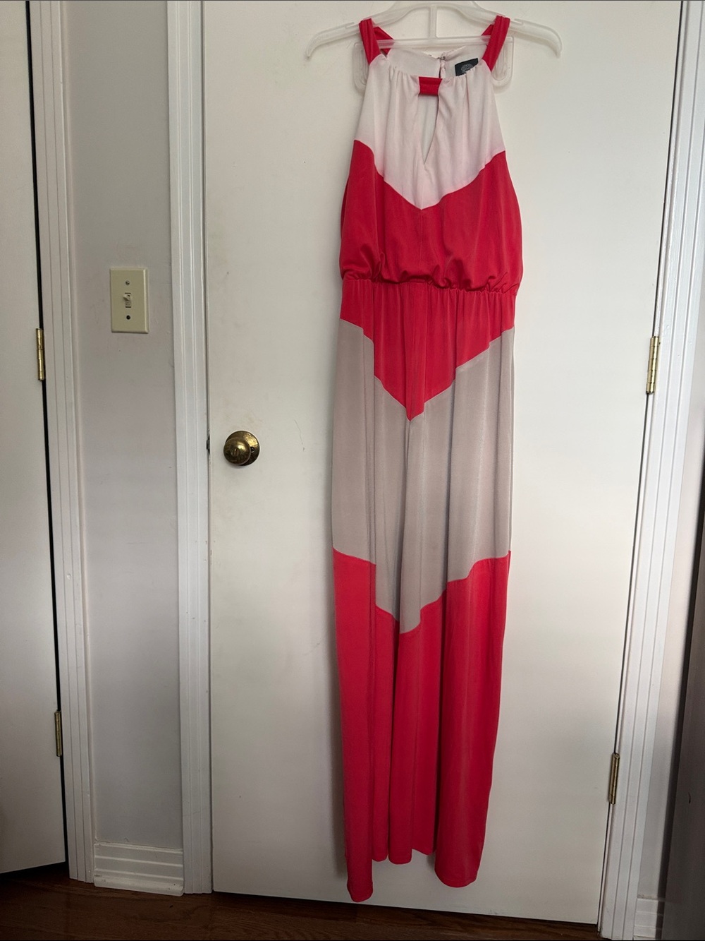 Vince Camuto Pink and Cream Colorblock Sleeveless Maxi dress